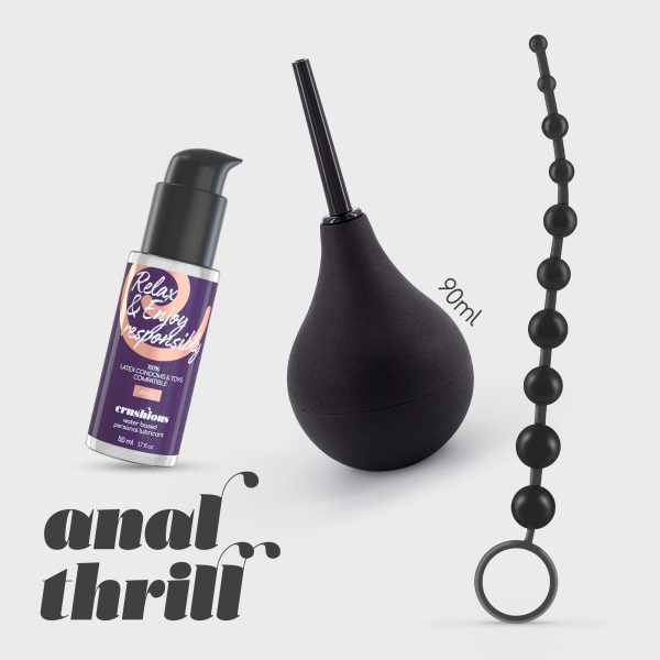 ANAL THRILL DUCHA ANAL 90ML CON LUBRICANTE ANAL 50ML Y CADENA ANAL DE 10 PERLAS CRUSHIOUS - Imagen 2