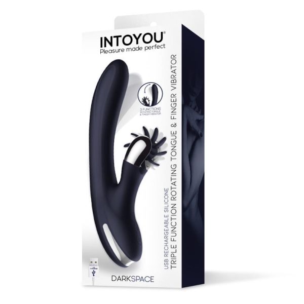 INTOYOU Darkspace Vibrador con Lenguas Rotadora y Movimiento Finger Azul