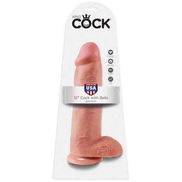 KING COCK King Cock Pene con Testículos de 12" - Color Natural - Imagen 3