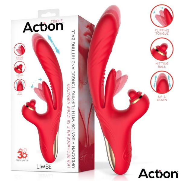 ACTION Limbe Vibrador con Lengua Flip-Flap, Bola Percutora y Up and Down - Imagen 2