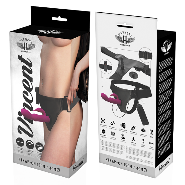 HARNESS ATTRACTION - ARNÉS WALTER CON VIBRACIÓN 15.5 CM -O- 3.7 CM